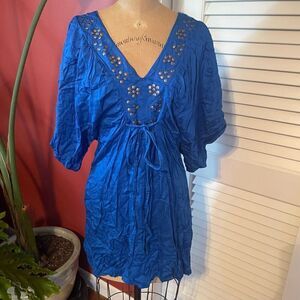 AZTEC ROSE | blue kimono style mini dress 6